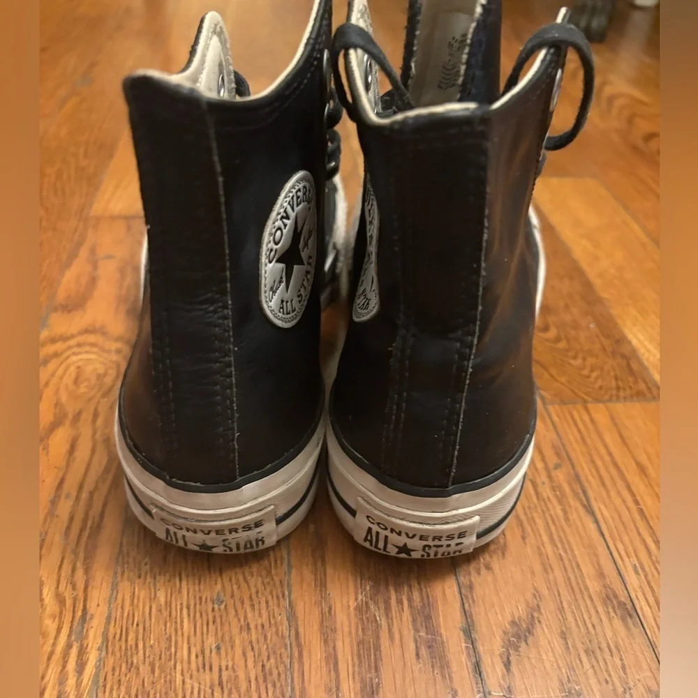 Chuck Taylor Converse All Star Black Leather High-Top Sneakers Women
